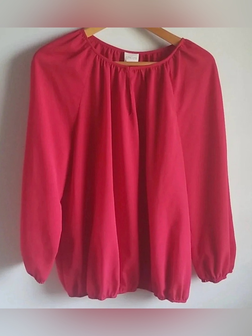 Chico's Red Boatneck Long Sleeve Blouse Size 2